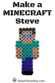 Choose one or buy the whole set! Minecraft Perler Bead Pattern Steve Brain Power Boy