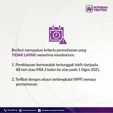 Koperasi angkatan tentera malaysia berhad (atau koperasi tentera) merupakan sebuah koperasi serbaguna yang telah ditubuhkan pada tahun 1960 bagi meningkatkan taraf sosio ekonomi dan. Koperasi Tentera Beri Moratorium Selama 6 Bulan Mulai Ogos Air Times News Network