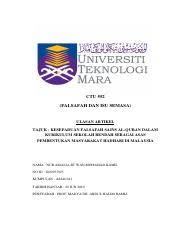 Fakulti pendidikan dan pembangunan manusia dasar dan pengurusan dalam pendidikan khas kbk 3083 ulasan jurnal ( tugasan individu )nama : Ulasan Artikel Ctu 552 Pdf Ctu 552 Falsafah Dan Isu Semasa Ulasan Artikel Tajuk Kesepaduan Falsafah Sains Al Quran Dalam Kurikulum Sekolah Rendah Course Hero