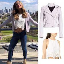 Hannah Brown S Light Purple Leather Jacket Https Www Bigblondehair Com Hannah Browns Light Purple Leather J Purple Leather Jacket Purple Leather Hannah Brown