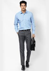 Men S Guide To Perfect Pant Shirt Combination Looksgud In Grey Pants Outfit Pants Outfit Men Blue Shirt Outfits