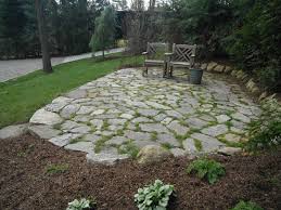If the top of the frame was set at the appropriate slope, the sand will be at the right slope too. Field Stone Patio Patio Stones Backyard Landscaping Designs Pergola Patio Ideas Diy