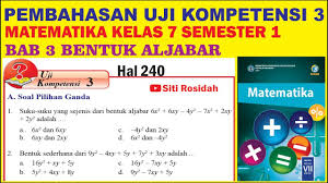 We use your linkedin profile and activity data to personalize ads and to show you more relevant ads. Uji Kompetensi 3 Matematika Kelas 7 240 Bab 3 Bentuk Aljabar Youtube