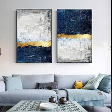 This is an original one of a kind painting created by ora birenbaum. Navy Blue Wall Art Blue Gold Abstract Gold Glitter Art Navy Blueprints Blue Gold Wall Art Wall Art Pictures Abstract Wall Art Wall Art Living Room