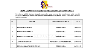 Jawatan pembantu tadbir gred n19 (perkeranian/operasi) adalah salah satu jawatan kerajaan yang ramai dicari oleh pencari kerja di malaysia. Jawatan Kosong Terkini Majlis Perbandaran Alor Gajah Mpag Pembantu Tadbir Pembantu Operasi Penghantar Notis Dll Kerja Kosong Kerajaan Swasta