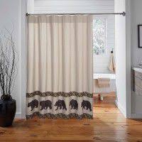 Choose from a wide variety of rustic curtains with black bears, jumping bass, moose, whitetails, and pinecones. Rustic Shower Curtains Bathroom Decor