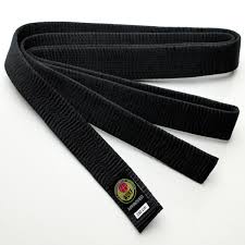 Wukf Approved Silk Effect Black Belt Katara Martial Arts