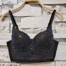 Rhinestone Shining Backless Bustier Sexy Party Nightclub Crop Top Clubbing Love Crop tops are really versatile, and the kind of style that can be worn during the day or dressed up for a night at night, our crop tops simply need to be paired with a sleek fitted skirt to give you a club or. clubbing love