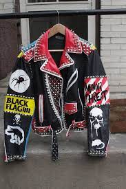 Items Similar To These Are Hand Painted Vintage Leather Punk Rock Jackets With Studs And Spikes On Etsy Punk Jackets Punk Leather Jacket Punk Outfits