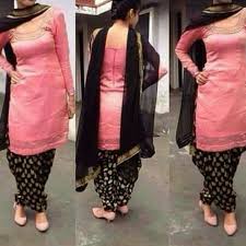 Black And Pink Patiala Suit Pink Kurta With Black Patiala And Dupatta For Details Whatsapp On 919166067294 Patiala Suit Designs Punjabi Outfits Black Salwar Suit