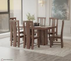 Dining tables can be square, rectangular, round, and oval and come in many sizes. Nyla Solid Wood 6 Seater Dining Table Set Decornation
