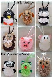 Pompons aus bunter wolle wickeln ist ganz einfach und macht richtig viel spaß. Pom Pom Hanging Animals In 10 Designs Bommel Machen Bommel Basteln Basteln Und Selbermachen