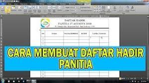 Untuk sebanyak, word mengatur nilai default 0,5 inci. Cara Membuat Daftar Hadir Panitia Microsoft Word Youtube