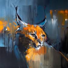 Rooikat By Peter Pharoah Copyright Contemporary Wildlife Art Colorful Animal Paintings Wildlife Art