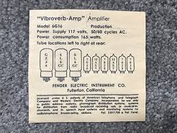 fender vibroverb 6g16 brownface tube chart 1963