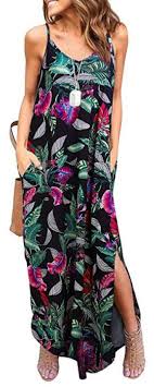 Women S Summer Casual Pockets Strappy Long Dress Loose Beach Cami Split Maxi Dress In 2019 Fashion Casual Joseph Ribkoff Dresses