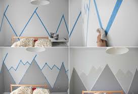 Wandgestaltung Farbe Wandgemalde Gebirge Bergzuge Selber Machen Anleitung Kinderzimmer Dekor Babyzimmer Wandgestaltung Kinder Zimmer