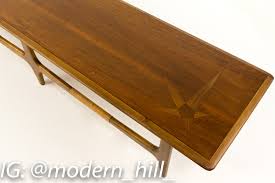 Lane Mid CenturyLong Coffee Table with Inlays