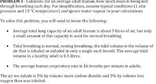 Solved Problem 3 Calculate For An Average Adult Human