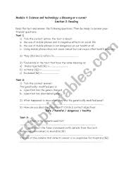 5•lesson 3 answer key 5 module 5: Module 4 Science And Technology A Blessing Or A Curse Section 3 Reading Esl Worksheet By Nani And Malam