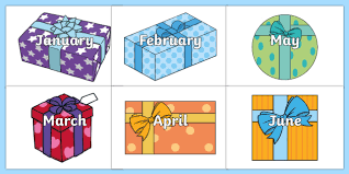 Browse gift guides for mom, the guys, kids, pets, and more. Months Of The Year On Birthday Presents Cut Outs