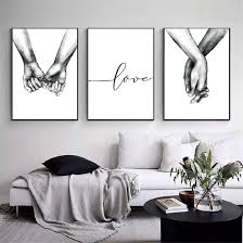 From moody black walls to chic modern decor, the possibilities for a black room are endless. Amazon Com Love And Hand In Hand Wall Art Canvas Print Poster Black And White Sketch Art Line Drawing Decor For Living Room Bedroom Set Of 3 Unframed 12x16 Inches Posters Prints