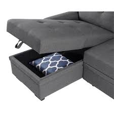 Read customer reviews and common questions and answers for latitude run® part #: Bowery Hill Steel Gray Linen Reversible Sectional Sleeper Sofa With Storage Bh 4752 1935209