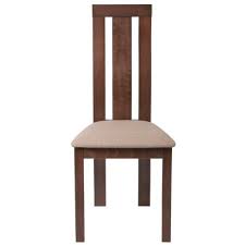 Glenwood Walnut Finish Wood Dining Chair With Vertical Wide Slat Back And Magnolia Brown Fabric Seat Brown Wood Dining Chairs Dining Chairs Fabric Seat