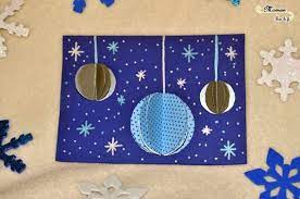 Cartes de noel bricolage de noël facile une carte de noël à fabriquer pour la décoration d'une table de noël. Cartes De Voeux Boules De Noel 3d Activite Maman Sur Le Fil