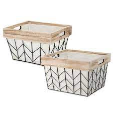 Whitmor Chevron Wire Tote Basket With Border And Liner In Natural Bed Bath Beyond Whitmor Storage Baskets Basket Tote