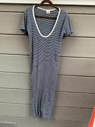 Navy Cotton V Neck Long Casual Maxi Dress Size 12 L