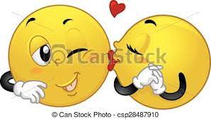 Od kogoś kto będzie się starał wywołać uśmiech na twojej twarzy, od kogoś kto będzie się o ciebie martwić. Para Smiley Pocalunek Smiley Ilustracja Samica Calowanie Samiec Maskotka Canstock