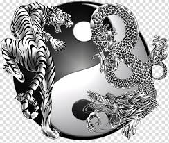 Tiger And Dragon Yin Yang Yin And Yang Chinese Dragon Fire Symbol Tiger Woods Transparent Background Png Clipart Hiclipart