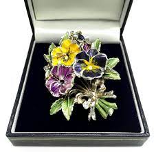 May Birthday Flower Exquisite Vintage Pansy Enamel Brooch Etsy Birthday Flowers Pansies May Birthday