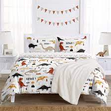 Mod Dino Boy Girl 4pc Twin Comforter Set Orange Tan Rust Taupe Mustard Yellow Beige Brown And Black Modern Dinosaur Boho Arrow Overstock 35144595