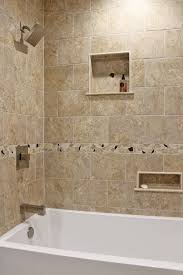 Contemporary Shower Design Beige Wall Tile With Natural Stone Backsplash Accent Ideas Beige Bathroom Stone Backsplash Bathroom Stone Tile Bathroom
