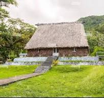 Traditional fijian house with thatched roof hi-res stock ...