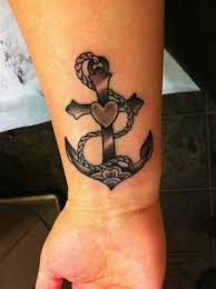Schwarzer Anker Mit Herzen Tattoo Handgelenk Tattooimages Biz