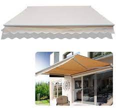 Outdoor 8 X 7 Manual Retractable Patio Awning Sun Shade Canopy Shelter Cream Sun Shade Canopy Shade Canopy Patio Awning