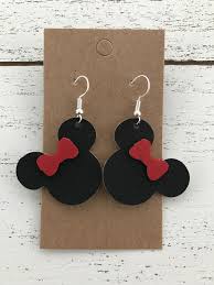 Minnie Mouse Leather Earrings Disney Earrings Leather Earrings Diy Leather Earrings