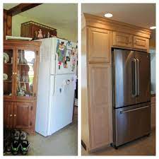 By Adding The Cabinets Around The Refrigerator Added More Storage Space And Made Cleaner Lines Interior Design Kitchen Small Kitchen Interior Design Kitchen