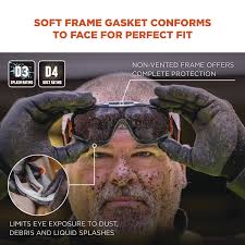 ergodyne Skullerz ARKYN Anti-Scratch and Enhanced Anti-Fog Safety Goggles  with Elastic Strap, Smoke (60309)