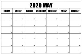 Free Printable Blank May 2020 Calendar In 2020 Calendar Printables Monthly Calendar Printable Printable Calendar Template