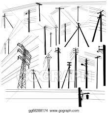Vector Clipart Pylon High Voltage Power Lines Silhouette Set Vector Illustration Gg68288174 Go Vector Images Black Abstract Background Vector Illustration