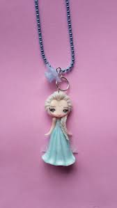 Necklace Elsa Frozen in Fimo, Polymer Clay.