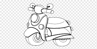 Skuter Sepeda Motor Menggambar Motocross Vespa Warna Siklus Putih Anak Tangan Png Pngwing