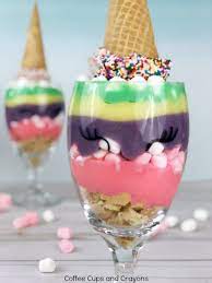 6 eggs 3 cups brown sugar 2 cups granulated white sugar 1 tablespoon vanilla extract 1 cup (2 sticks) butter, softened 3 cups creamy peanut butter 9 cups oatmeal (must be old fashioned rolled oats) 2 cups plain m & m's 2 cups semisweet chocolate chips. Rainbow Unicorn Pudding Parfait Coffee Cups And Crayons