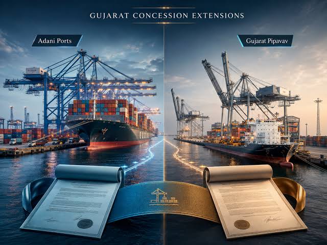 Gujarat's reported concession extensions boost Adani Ports' visibility; Jefferies says Pipavav's extension removes overhang but is priced in