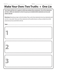 Laishaluvsu on september 04, 2014 Make Your Own Two Truths And One Lie Worksheet Education Com