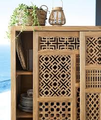 Teak teakholz schrank tisch garten massiv teak. 2 Turiges Schrankchen Mit Lochmuster Aus Teakholz Kasbah Maisons Du Monde